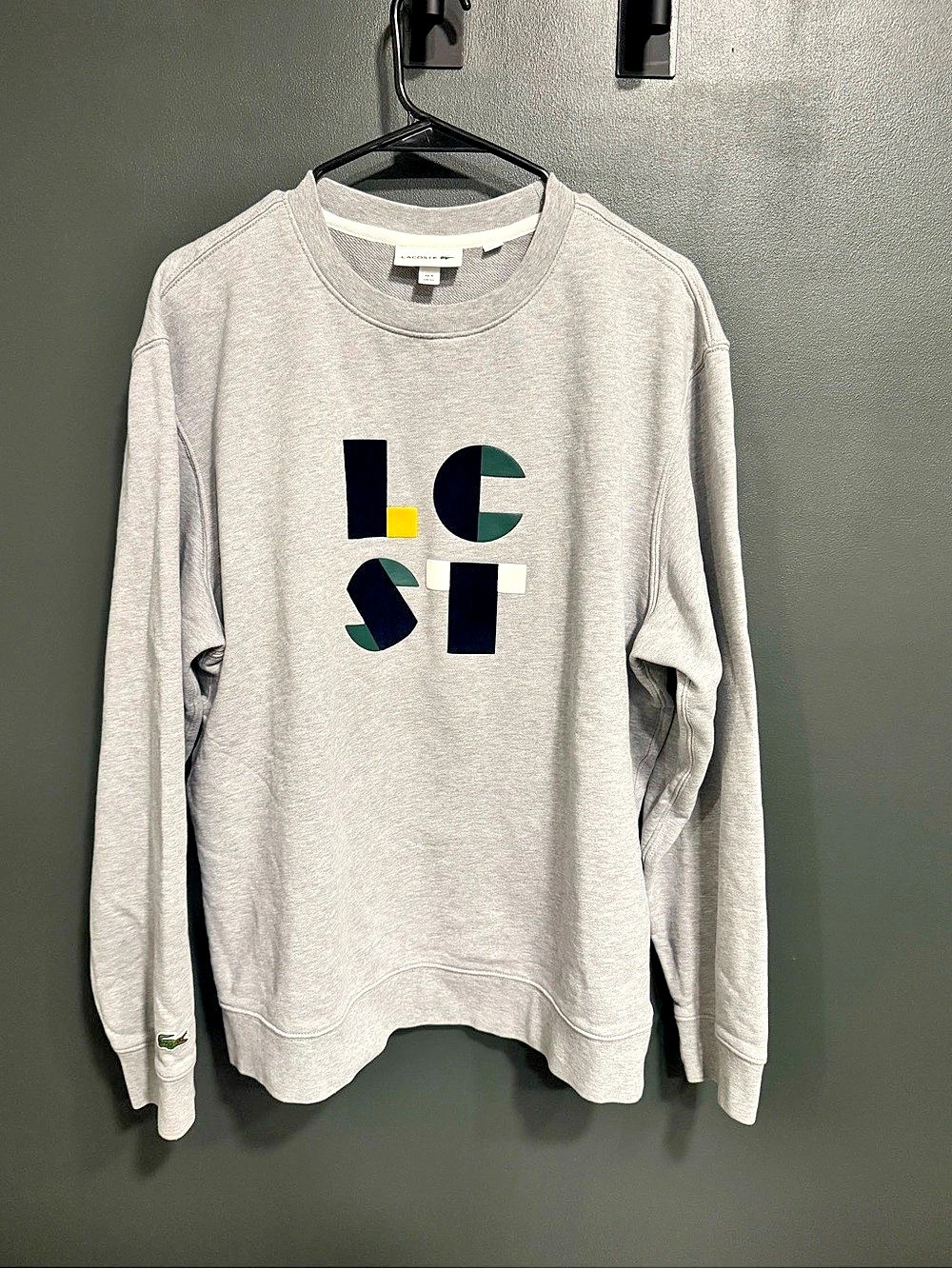 Lacoste Classic Printed Crew Neck Sweatshirt “LCST” sweatshirt in Gray